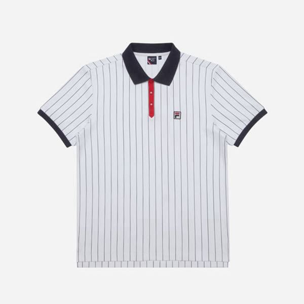 Camisas Polo Fila Mulher Branco - Fila Line Pinstripe S/S Portugal Lojas,ODEZ-20167